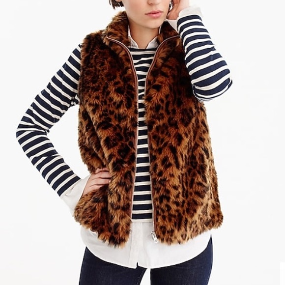 J. Crew Jackets & Blazers - J. Crew Leopard Faux Fur Vest